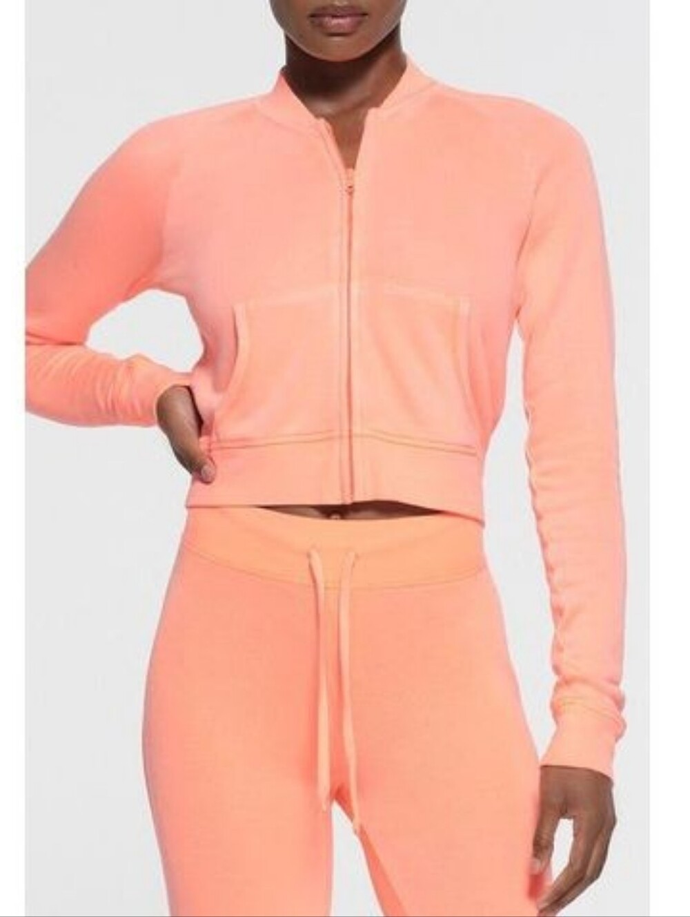 Skims Light French Terry Shrunken Zip Up